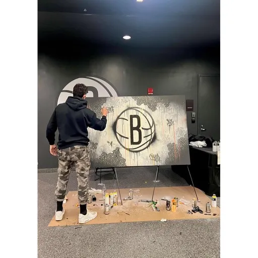 Canvas painted at Barclays Center for Brooklyn Nets